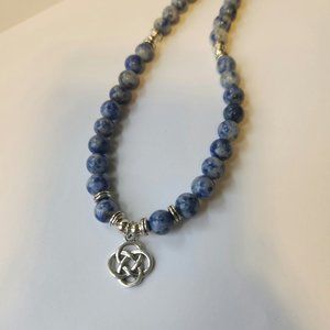 Natural 108 Mola beads, beaded necklace or bracelet, blue lace algate.